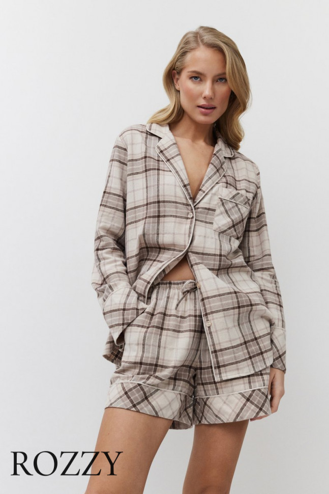 Пижама фланелевая c шортами Aruelle Maelle бежевый