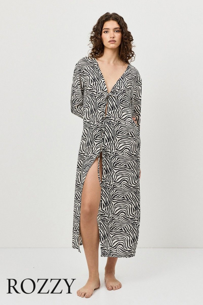 Платье домашнее вискозное Aruelle Sway черный/молочный