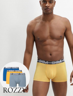 Трусы шорты мужские DIM 01QU серый/желтый/синий (уп.3шт.)