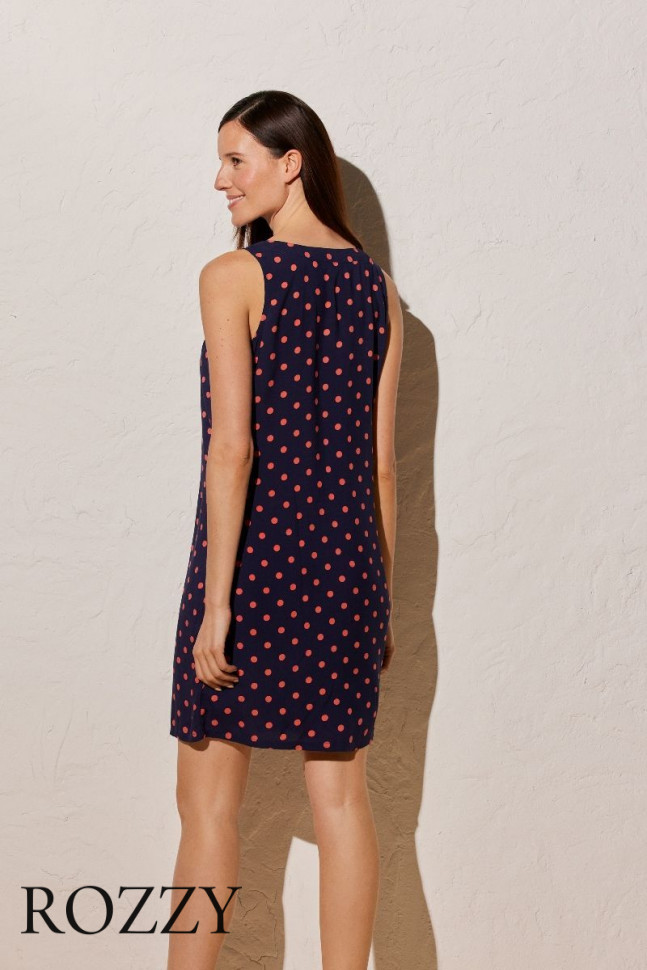 Платье пляжное вискозное Ysabel Mora 85957 темно-синий/персиковый