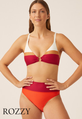 Бюстгальтер купальный Naturana 77074 бордовый/мультицвет Ф