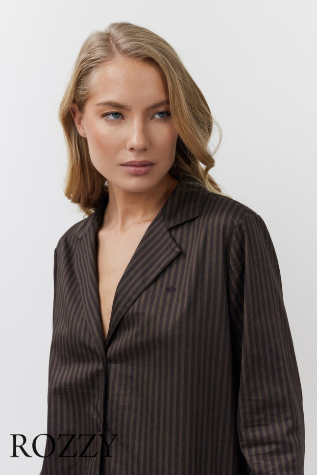 Пижама хлопковая с шортами Aruelle Noemie шоколадный