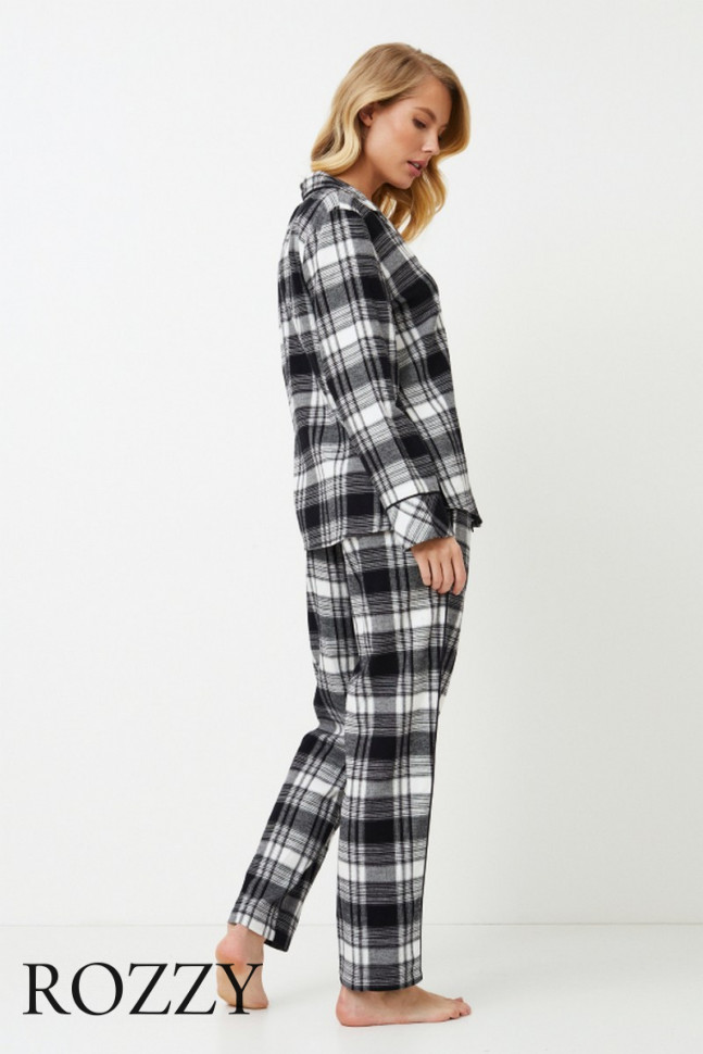 Пижама фланелевая Aruelle Joan черный/белый