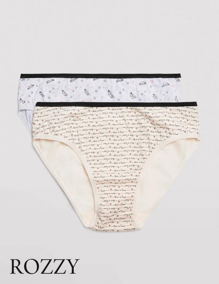 Трусы слипы хлопковые Ysabel Mora 19431 светло-серый/экрю (уп.2шт.)