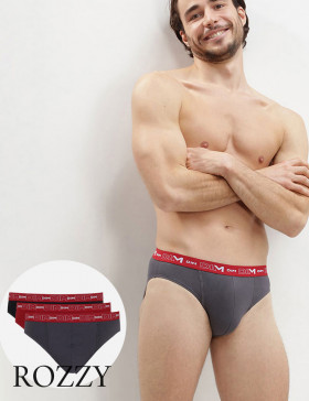 Трусы слипы мужские DIM 6595/3 серый/красный/черный (уп.3шт.)