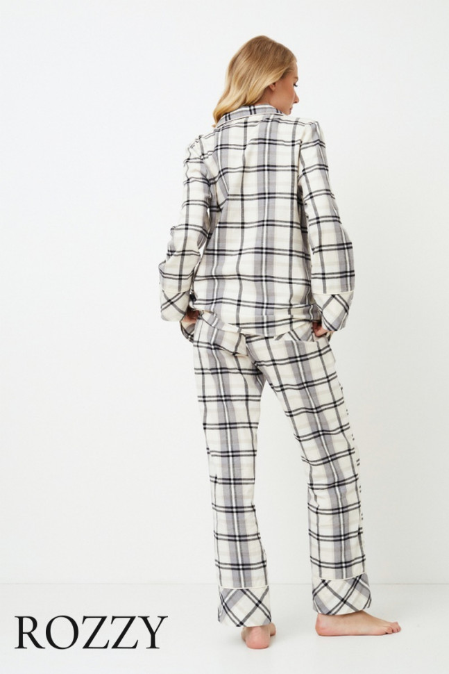 Пижама фланелевая Aruelle Henrietta серый/молочный