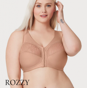 Бюстгальтер без косточек спереди застежка Glamorise GI1210 кофе с молоком