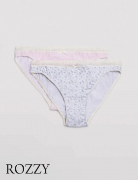 Трусы бикини хлопковые Ysabel Mora 19443 светло-серый/светло-розовый (уп.2шт.)