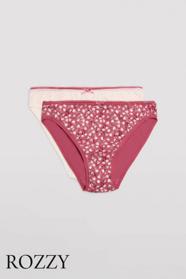 Трусы бикини хлопковые Ysabel Mora 19020 светло-розовый/амарант (уп.2шт.)