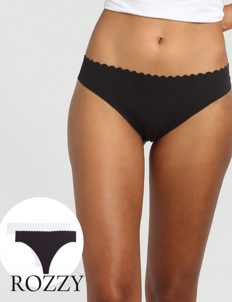 Трусы стринги обрезные хлопковые Dim Bodi Touch Cotton 0A6M черный/белый (уп.2шт.)