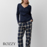 Пижама фланелевая Aruelle Lucie темно-синий/бежевый