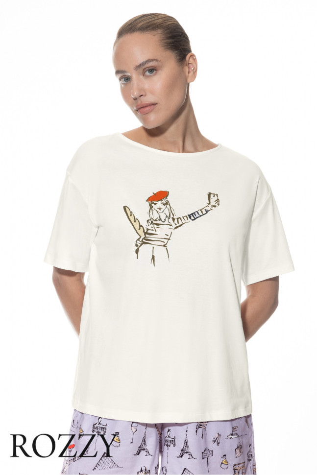 Футболка домашняя хлопковая Mey Fine Elegance 1210064 шампань