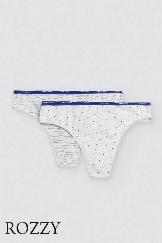 Трусы стринги хлопковые Ysabel Mora 19068 светло-серый (уп.2шт.)