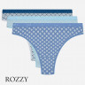 Трусы стринги хлопковые DIM Les Pockets Cotton 4C19 геометрия голубой (уп.3шт.)