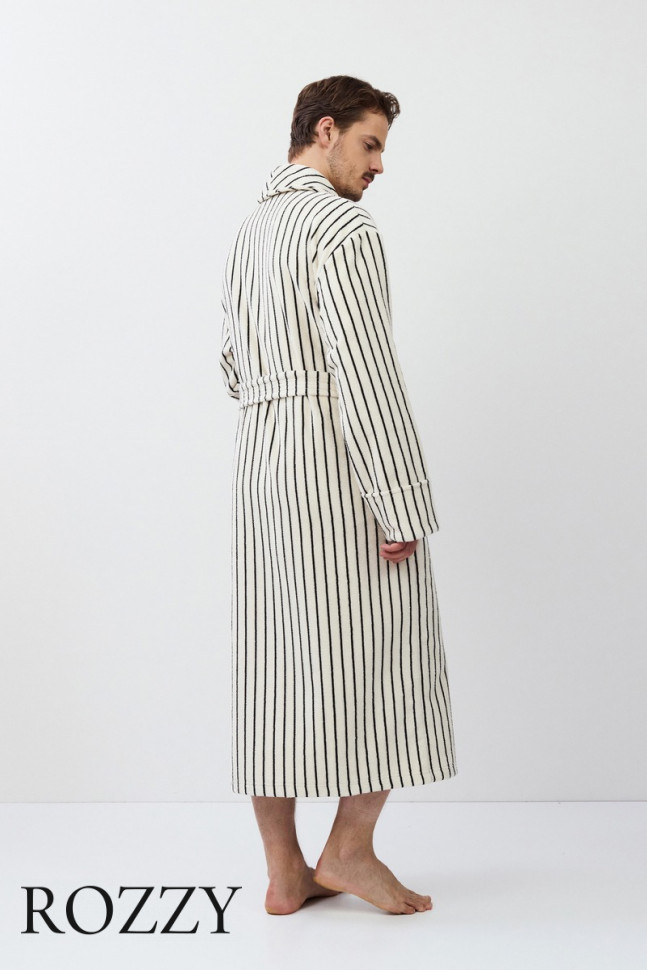 Халат мужской махровый Aruelle Liam кремовый/черный