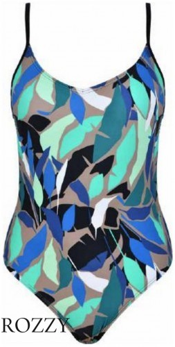 Купальник слитный Naturana 73390 хаки/черный/бирюзовый Ф