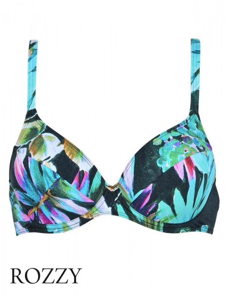 Бюстгальтер купальный Naturana 77049 мох/аква/белый Ф