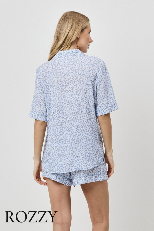 Пижама вискозная с шортами Aruelle Lullaby светло-голубой