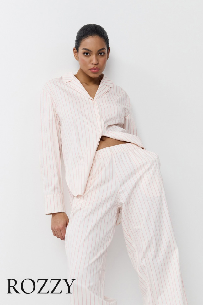 Пижама хлопковая Aruelle Zephyr кремовo-розовый