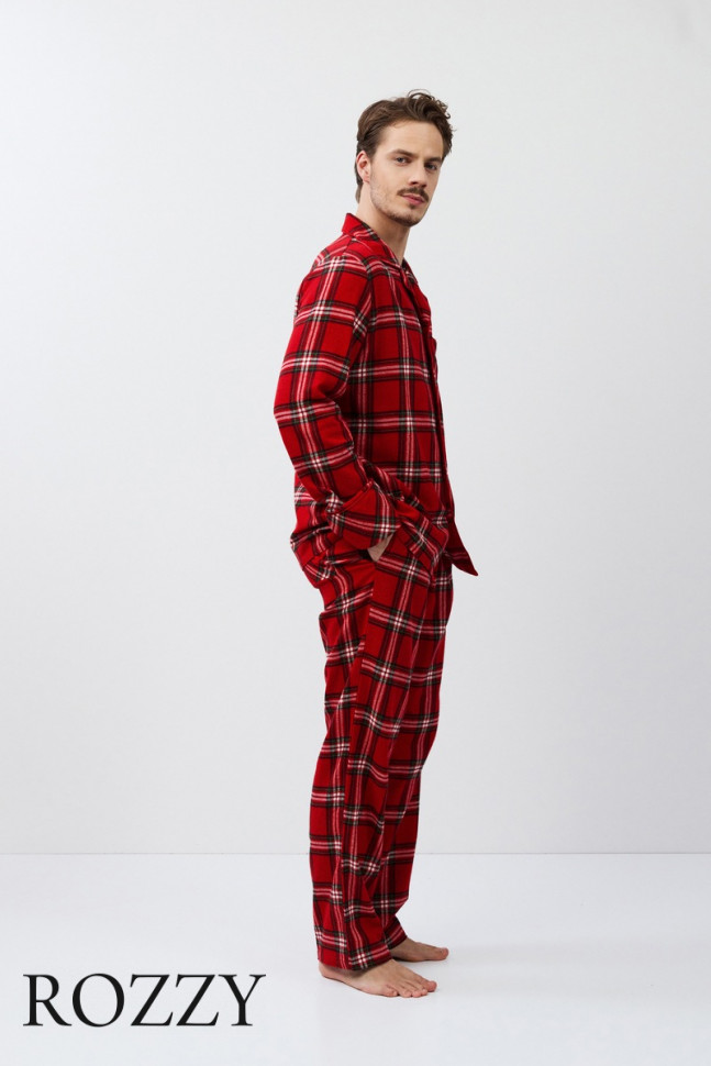 Пижама мужская фланелевая Aruelle Benny красный