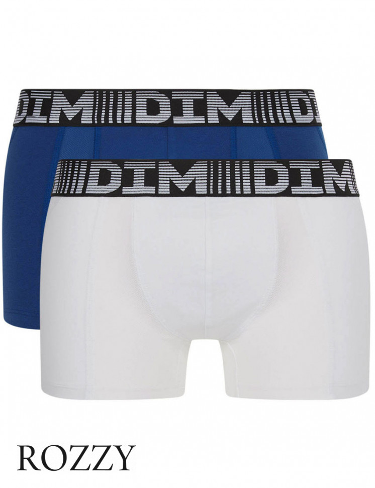 Трусы шорты мужские DIM 01N1 синий/белый (уп.2шт.)