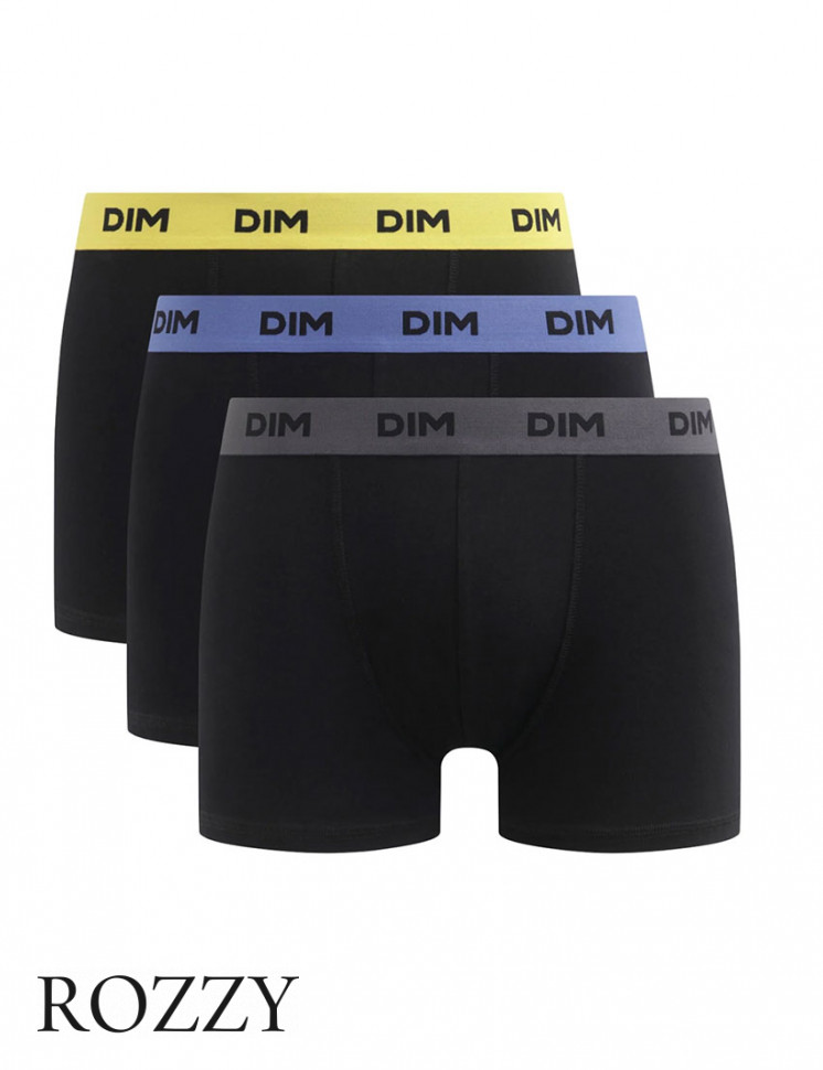 Трусы шорты мужские DIM 005D/3 черный (мимоза/карат/бетон) (уп.3шт.)