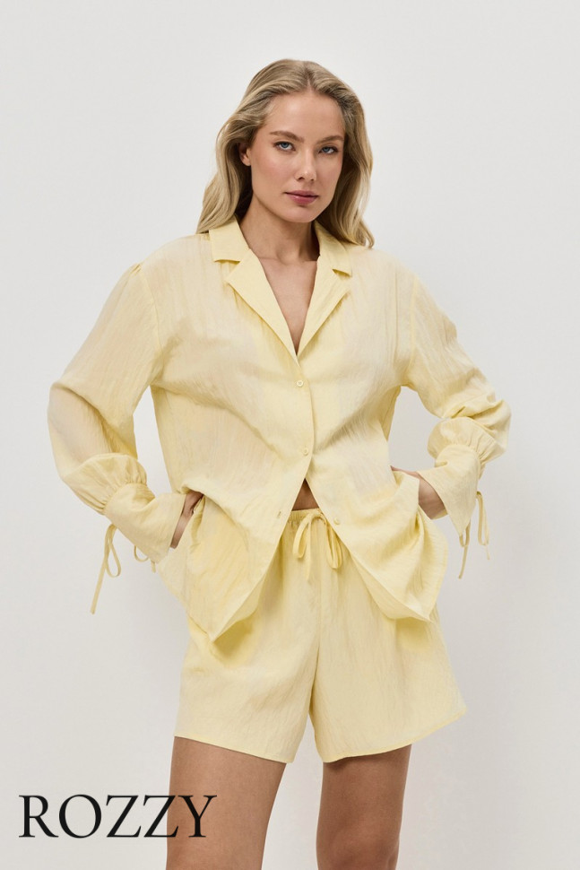 Пижама вискозная с шортами Aruelle Solara Set желтый