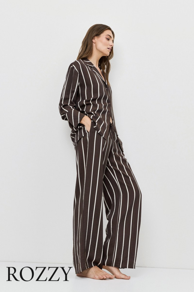 Пижама вискозная Aruelle Cedar Set шоколадный/молочный