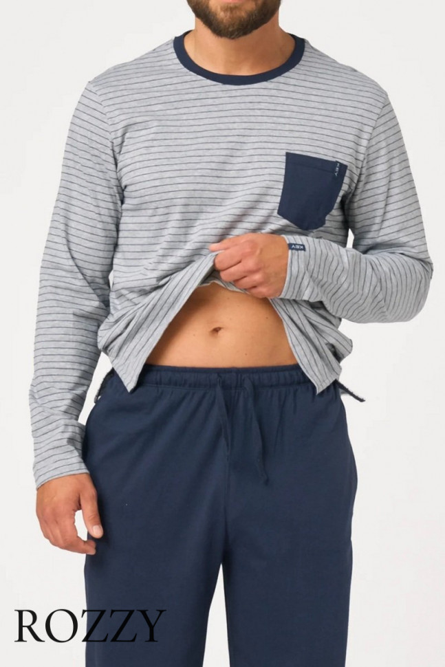Пижама мужская Key MNS 363 серый/темно-синий