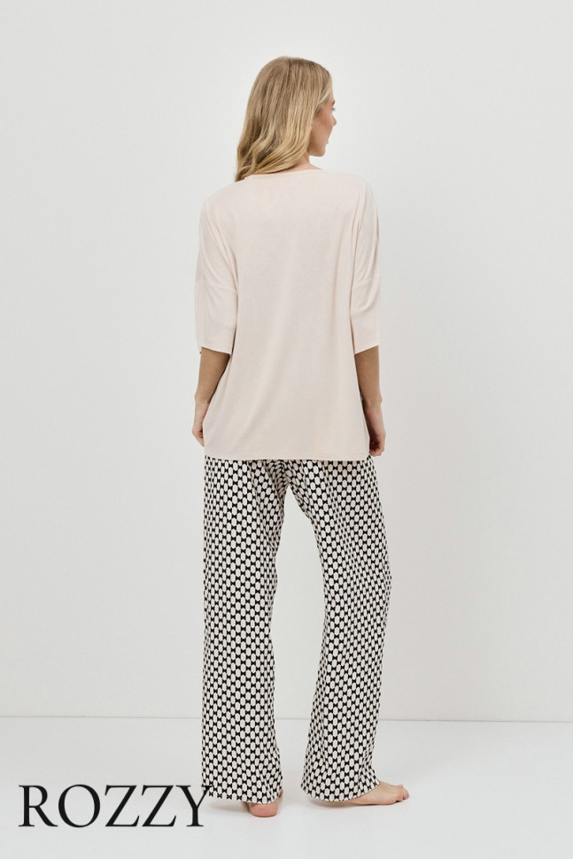 Пижама вискозная Aruelle Veda песочный/черный