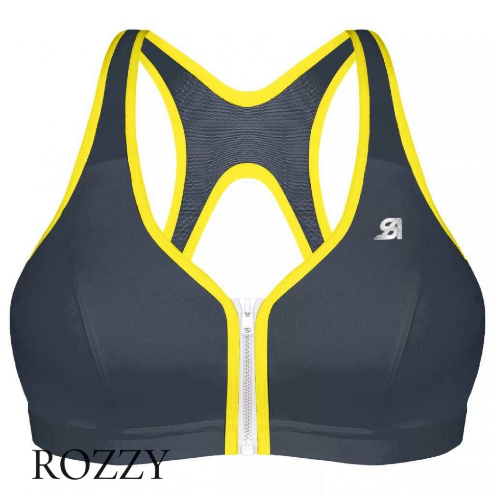Бюстгальтер спортивный без косточек Shock Absorber S00BW серо-жёлтый